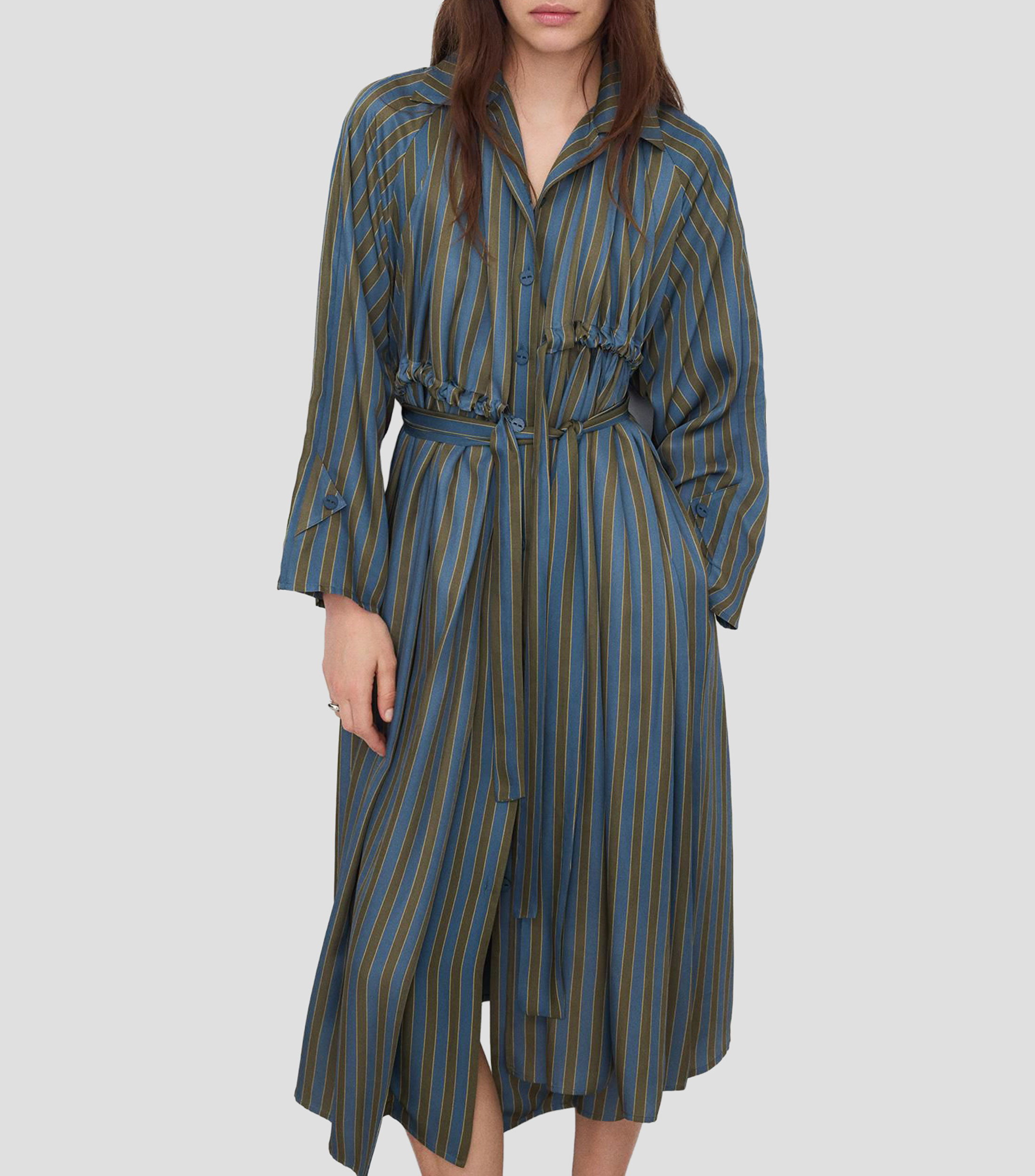 Vestido Casual midi manga larga líneas Mujer